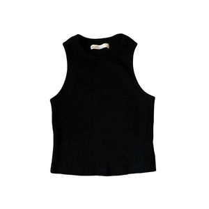 oak + fort ribbed racerback cropped tank in black